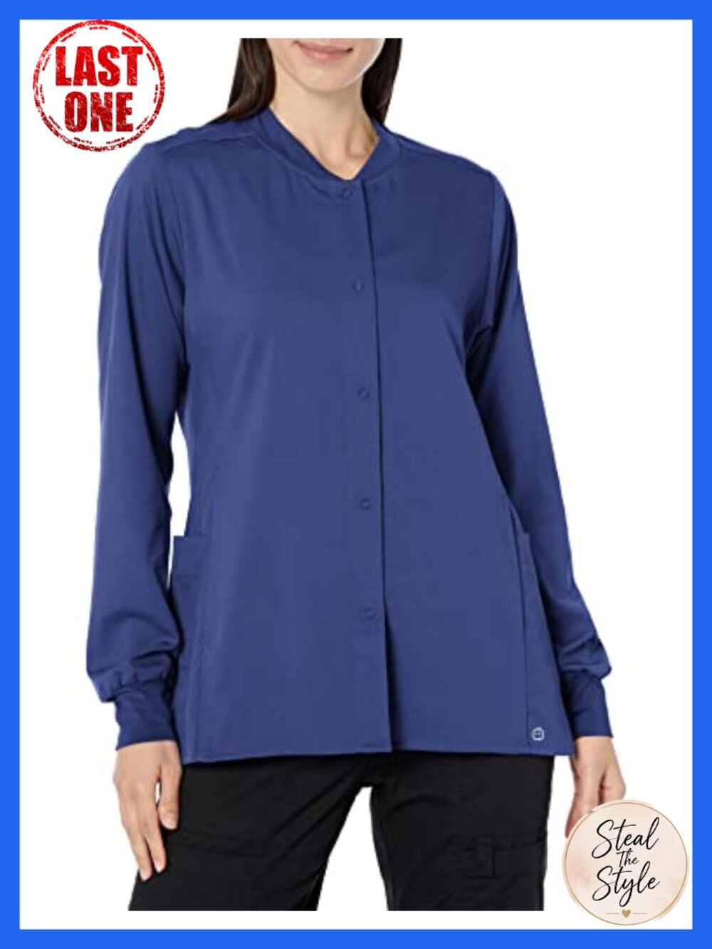 Women's Snap Front Scrub Warm-Up Jacket Long Sleeve Polyester-Rayon-Spandex